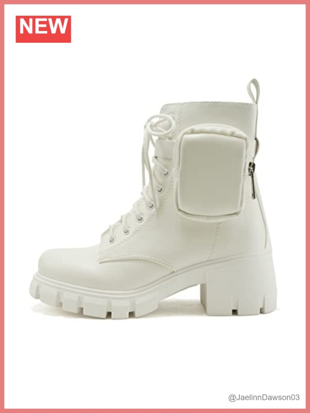 Soda Breach Lug Sole Combat Ankle Booties Chunky Heel Lace Up Side Zip Pouch